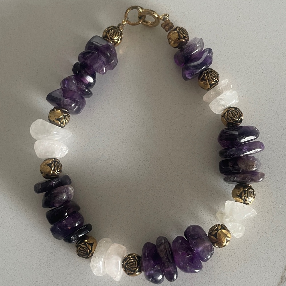 Amethyst and Gold Beaded Bracelet